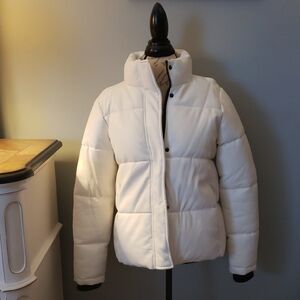 Marc New York Performance Faux Leather White Puffer Jacket